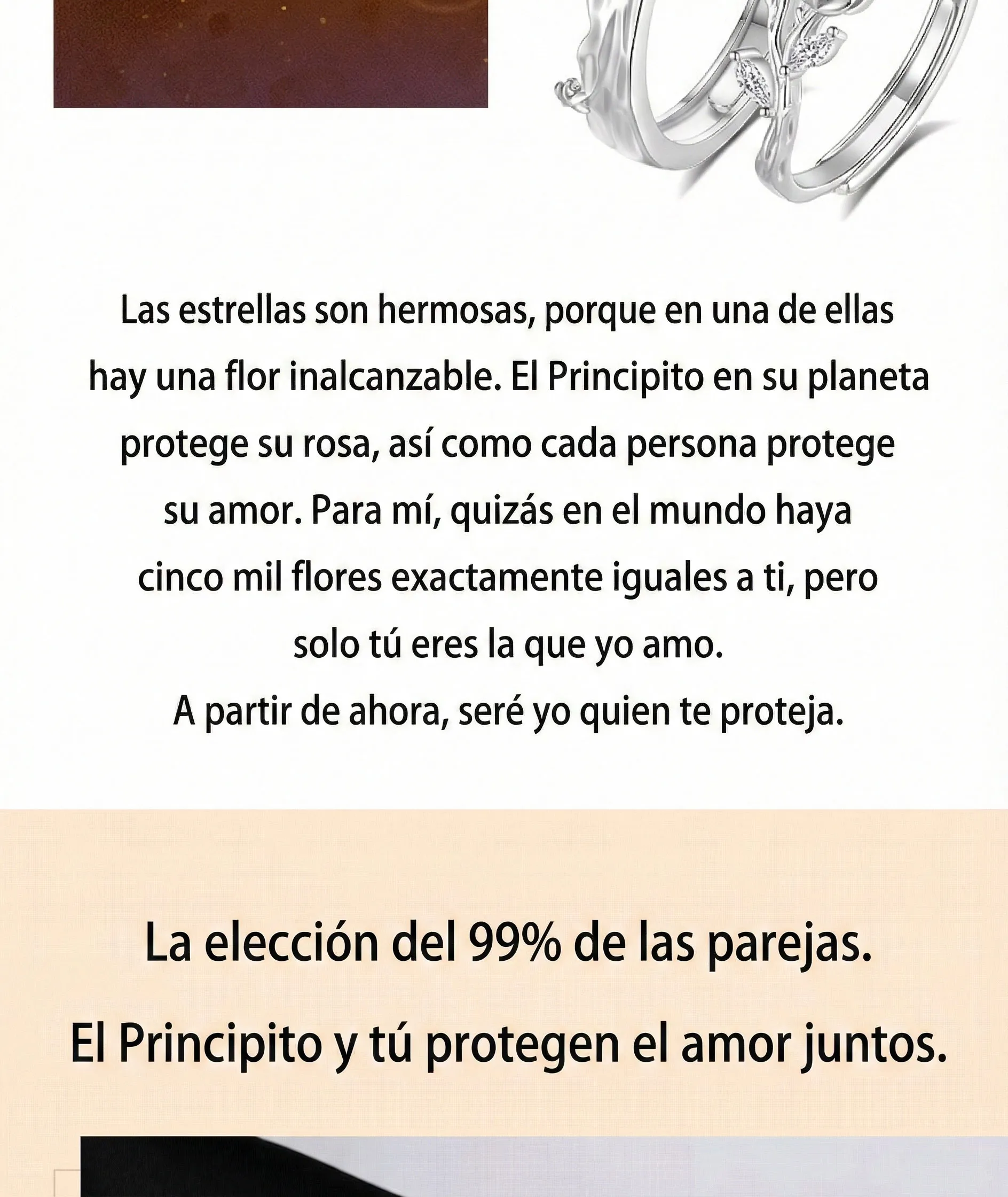 Porque siempre serás mi rosa 🌹💫 Anillos de pareja en plata 925 con la esencia de El Principito 3