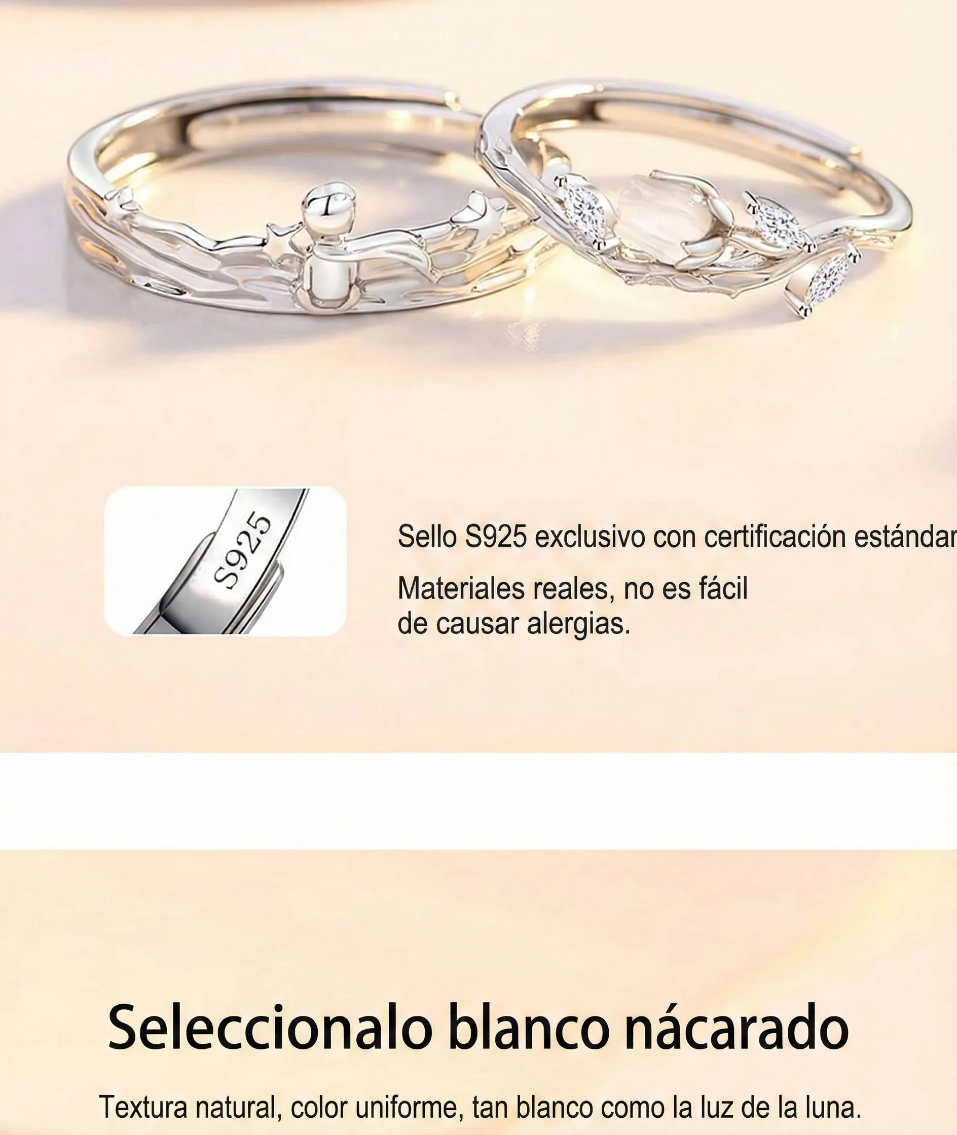Porque siempre serás mi rosa 🌹💫 Anillos de pareja en plata 925 con la esencia de El Principito 6