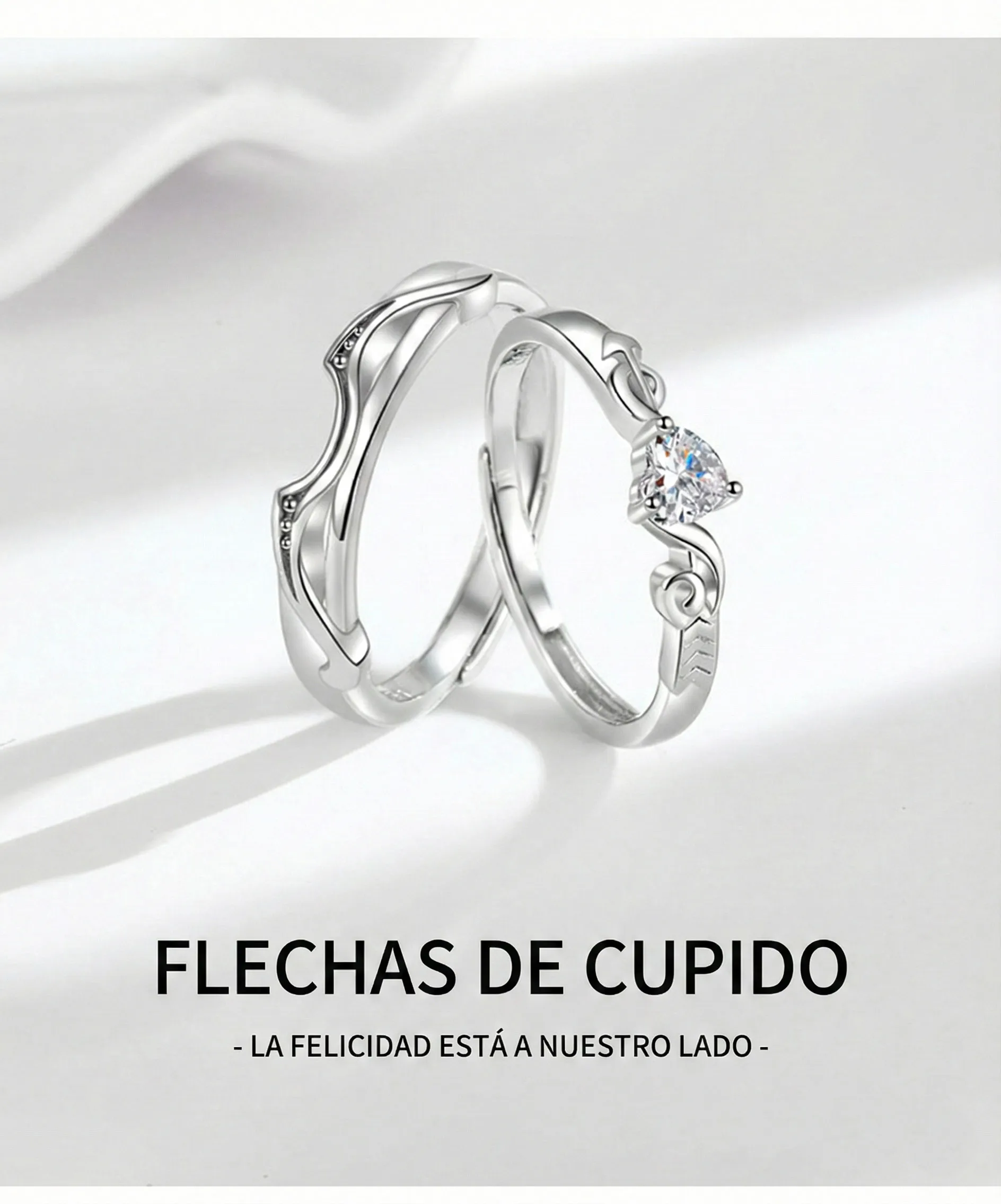 UNIÓN PERFECTA: ANILLOS DE FLECHA DE CUPIDO EN PLATA 999, DOS PIEZAS 1