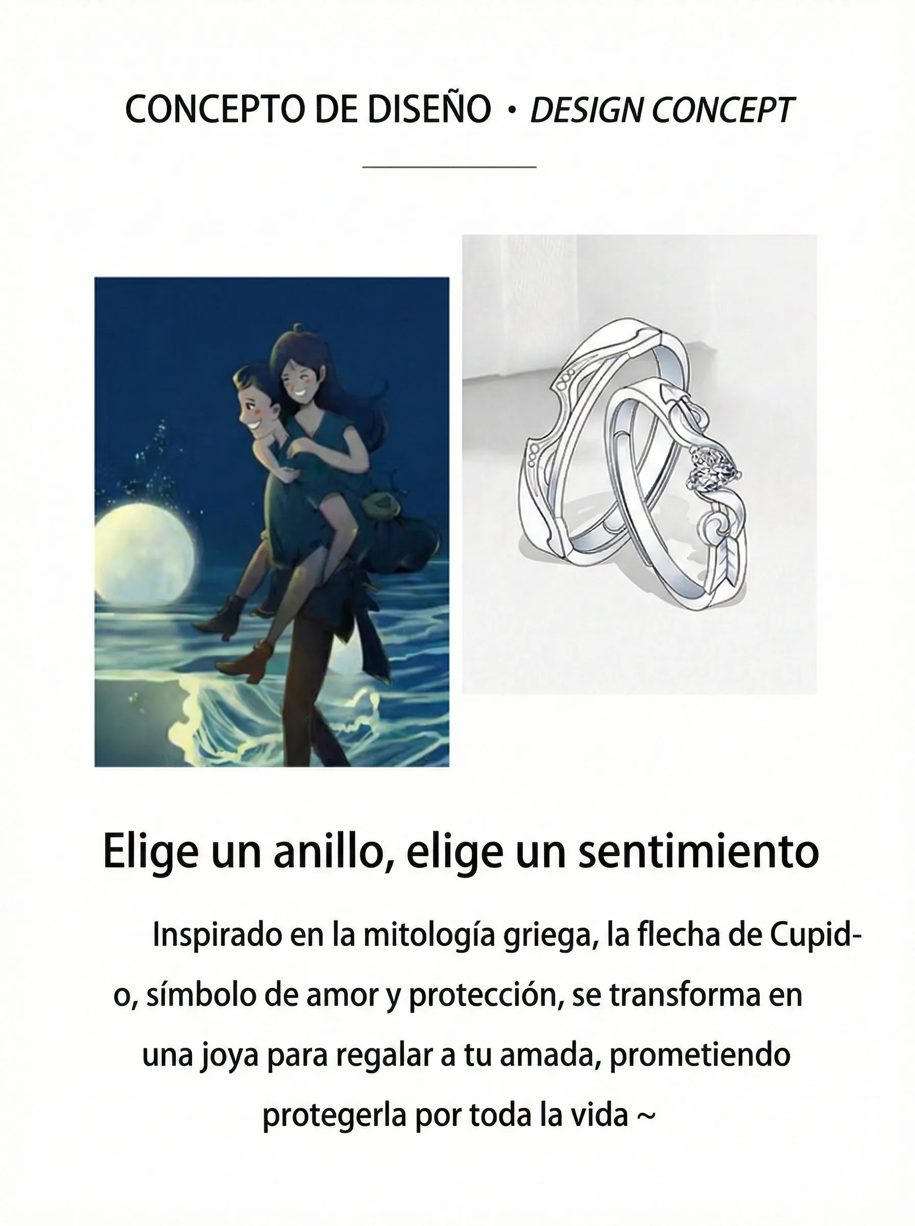 UNIÓN PERFECTA: ANILLOS DE FLECHA DE CUPIDO EN PLATA 999, DOS PIEZAS 2