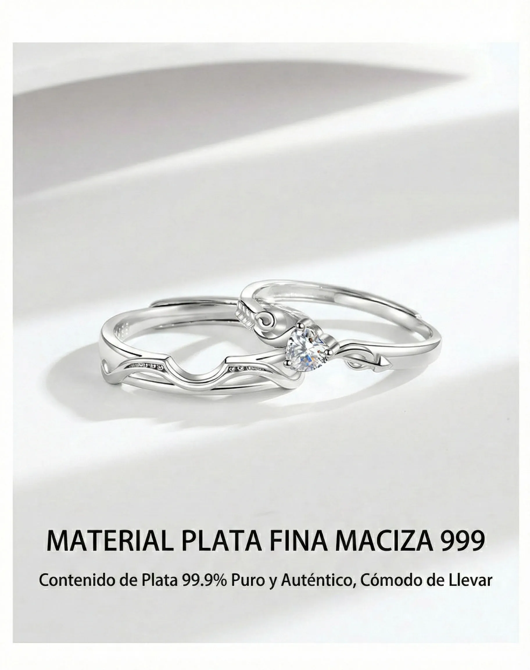 UNIÓN PERFECTA: ANILLOS DE FLECHA DE CUPIDO EN PLATA 999, DOS PIEZAS 3