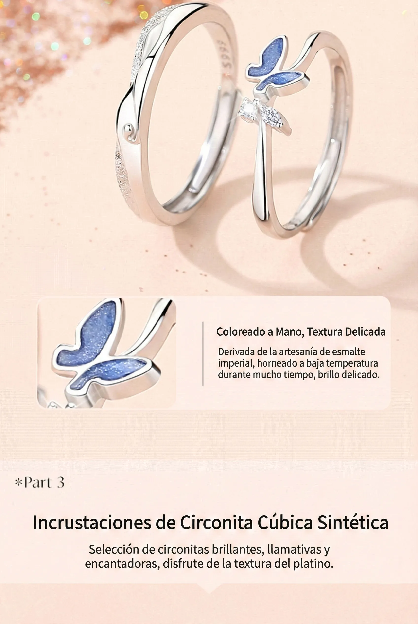 METAMORFOSIS DE AMOR: PARA PAREJAS ANILLO DE PLATA 999 PARA HOMBRES Y MUJERES 7