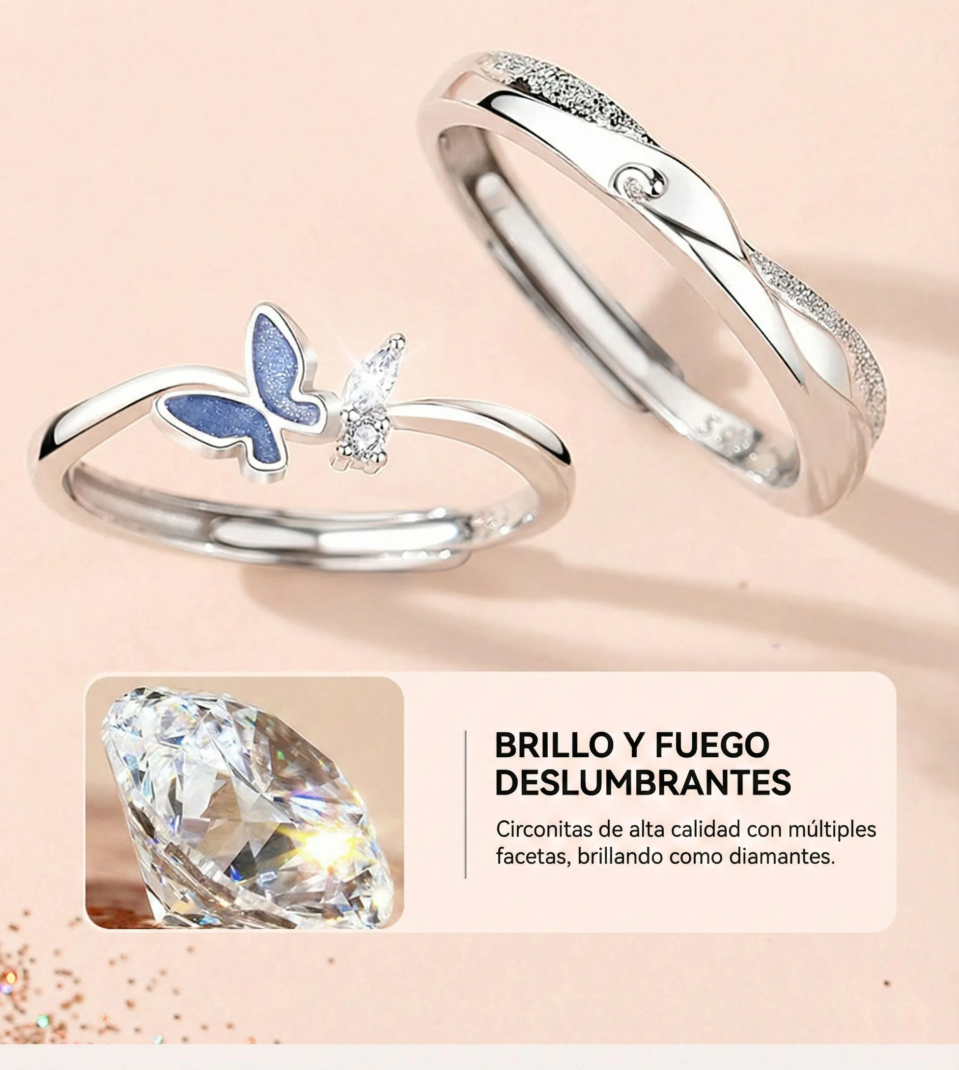 METAMORFOSIS DE AMOR: PARA PAREJAS ANILLO DE PLATA 999 PARA HOMBRES Y MUJERES 8