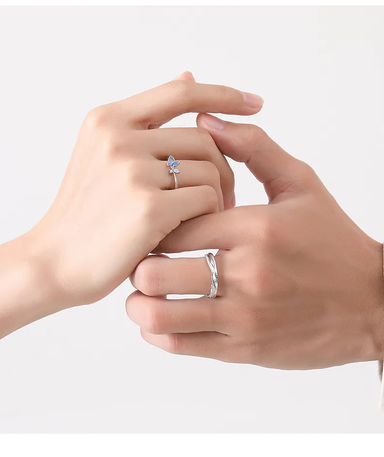 METAMORFOSIS DE AMOR: PARA PAREJAS ANILLO DE PLATA 999 PARA HOMBRES Y MUJERES 11