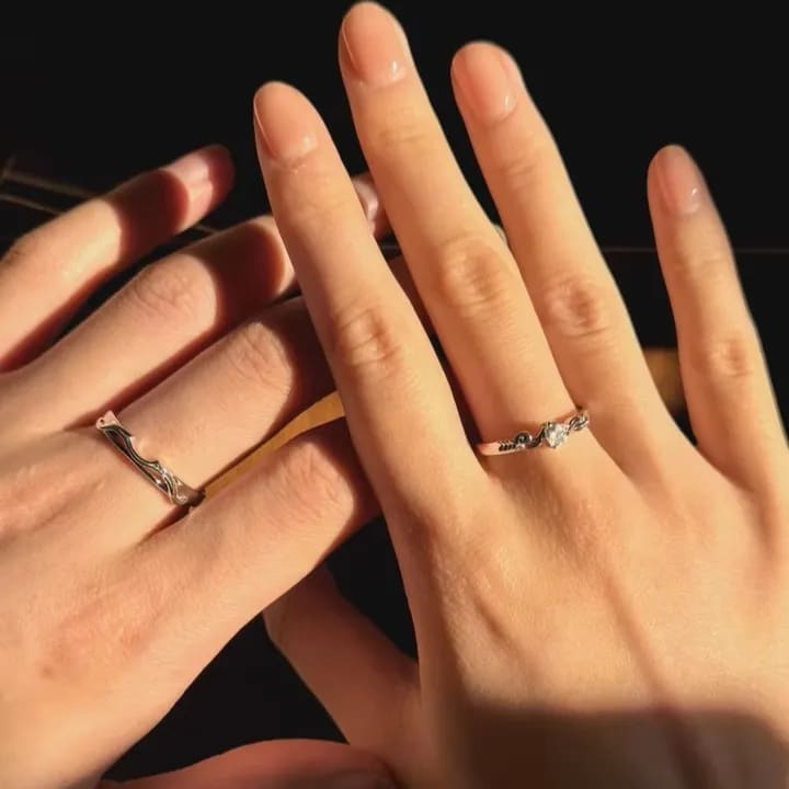 UNIÓN PERFECTA: ANILLOS DE FLECHA DE CUPIDO EN PLATA 999, DOS PIEZAS