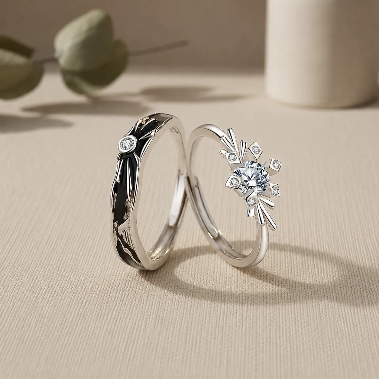 🌗 Anillos de Pareja "Eclipse Eterno"