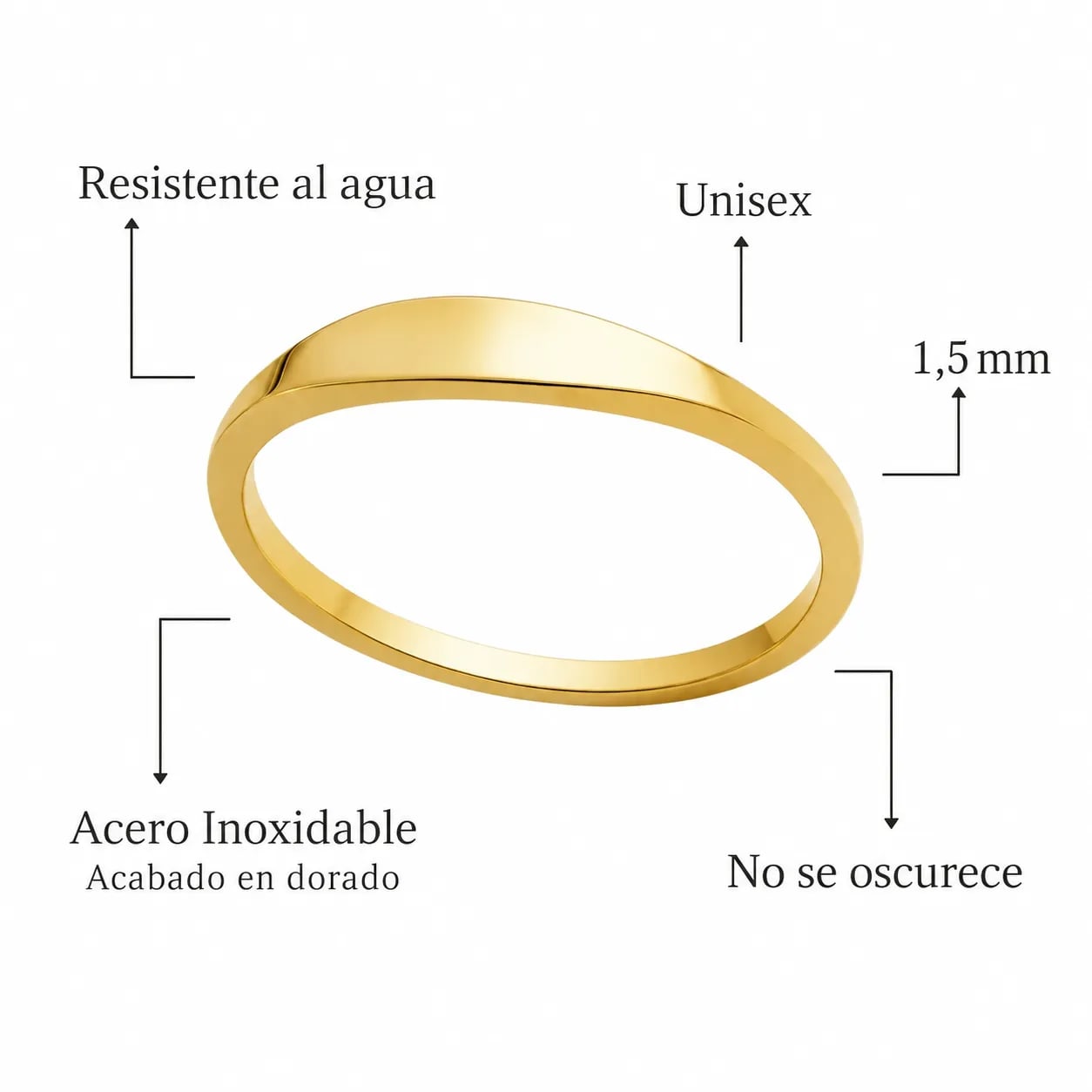 Anillo delicado con inscripción personalizada en oro