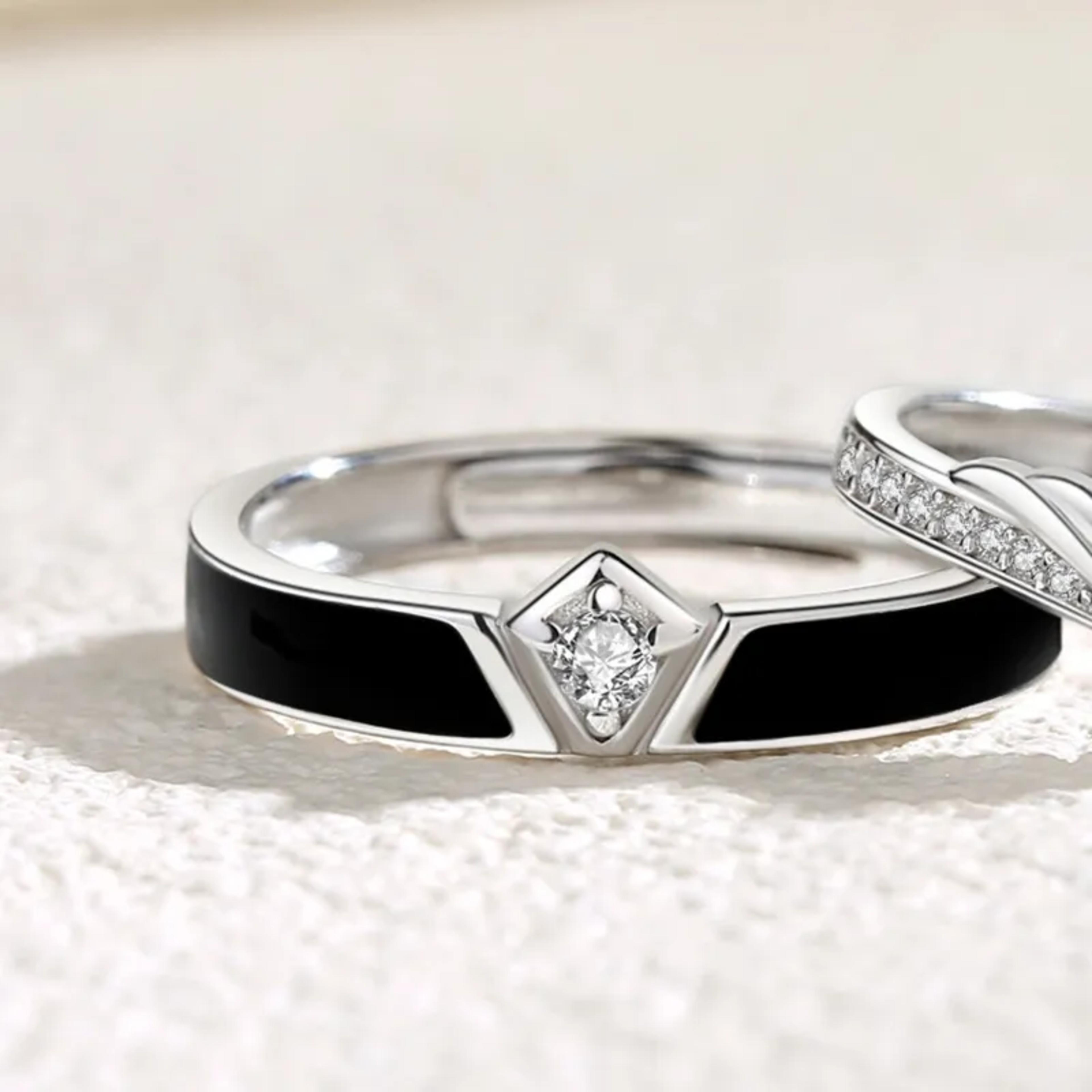 El amor de la realeza anillos de pareja inspirados en coronas reales, en plata 925 5