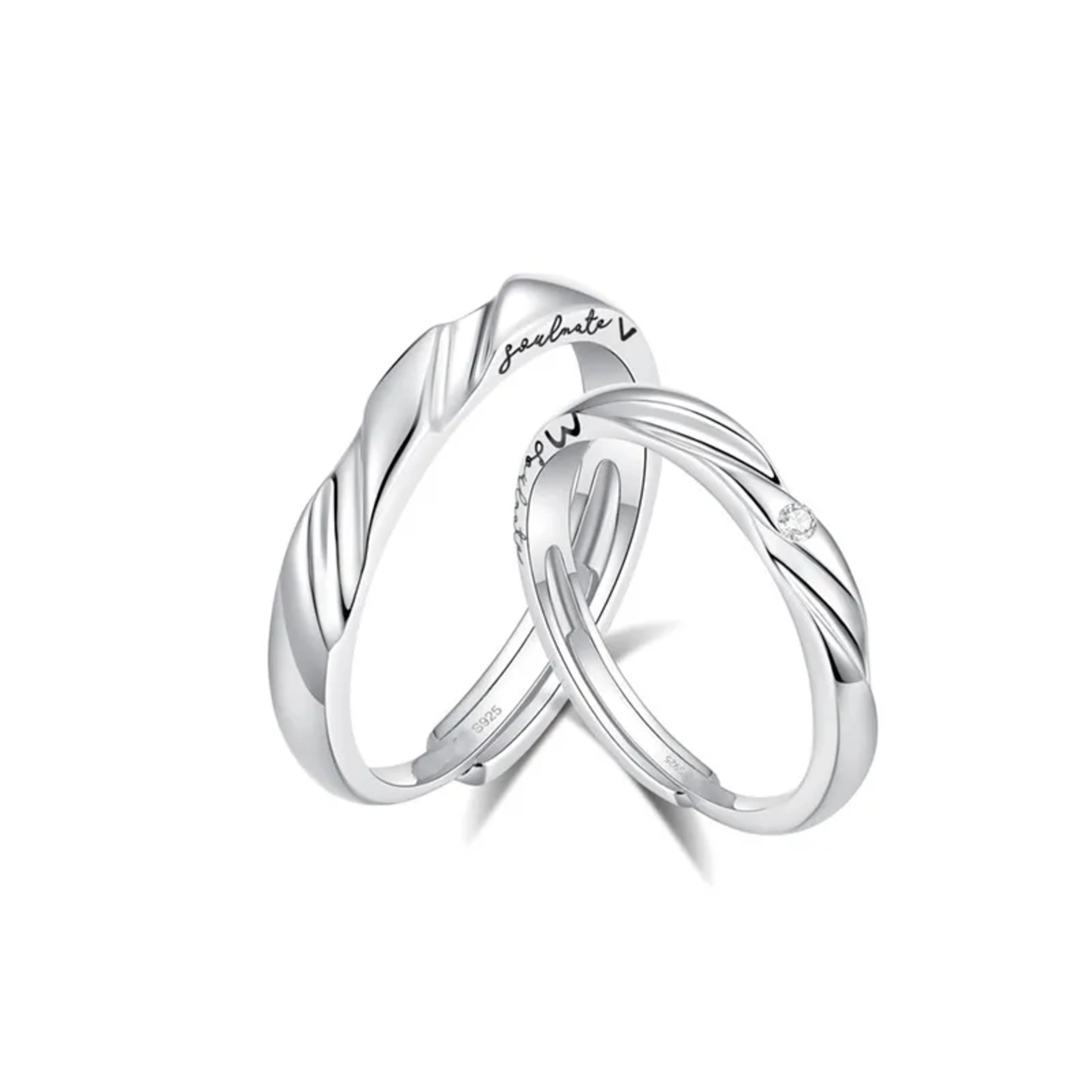 Mensajes de Amor: Anillos de Pareja con Corazón Oculto en Plata S925 3