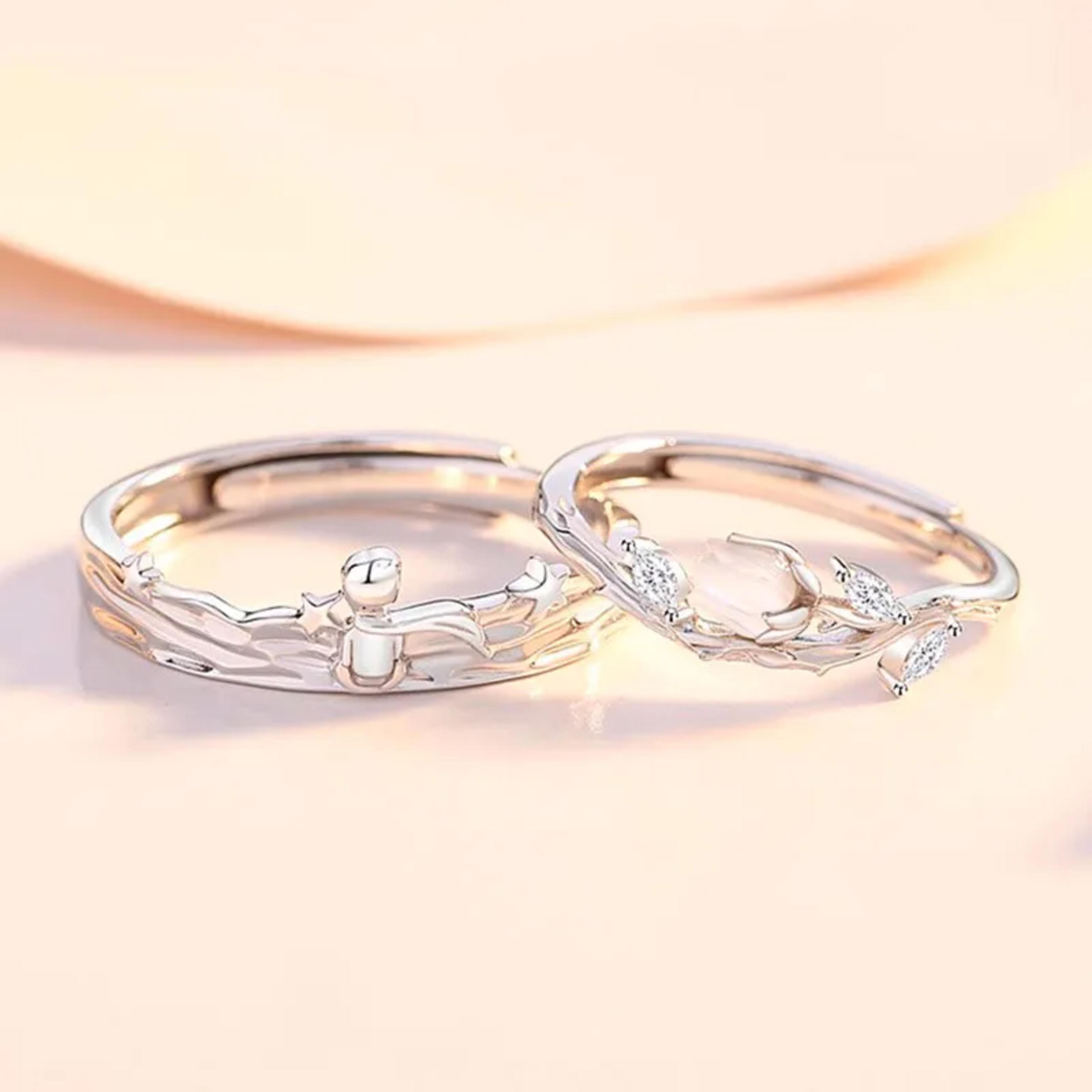 Porque siempre serás mi rosa 🌹💫 Anillos de pareja en plata 925 con la esencia de El Principito