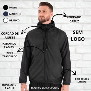 Jaqueta Corta Vento Liso Unissex