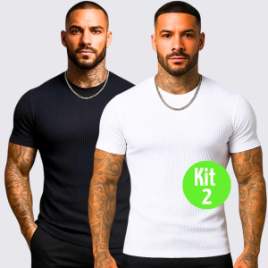 Kit 2 Camiseta Canelada Ribana