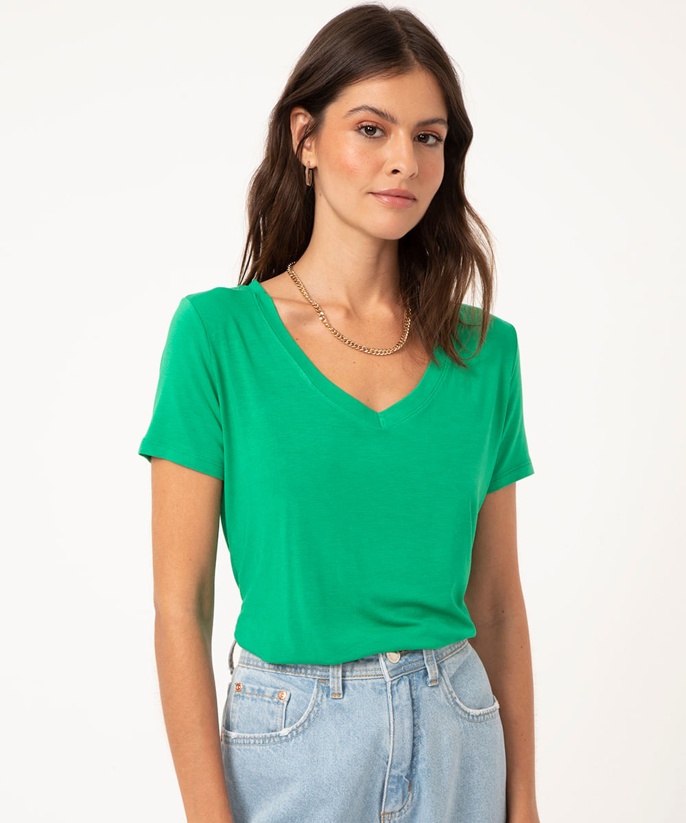 camiseta básica manga curta decote