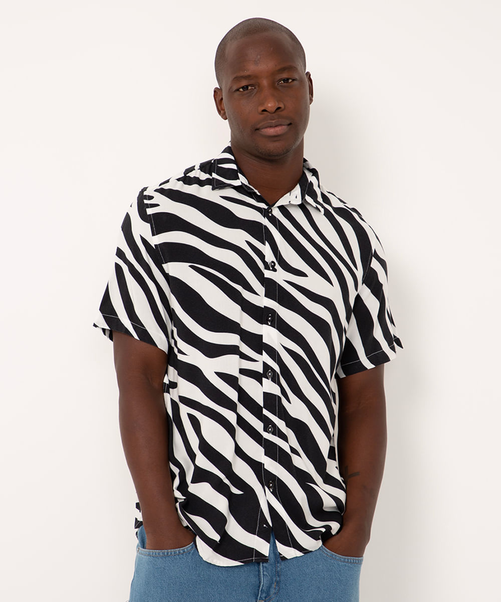 camisa tradicional de viscose animal