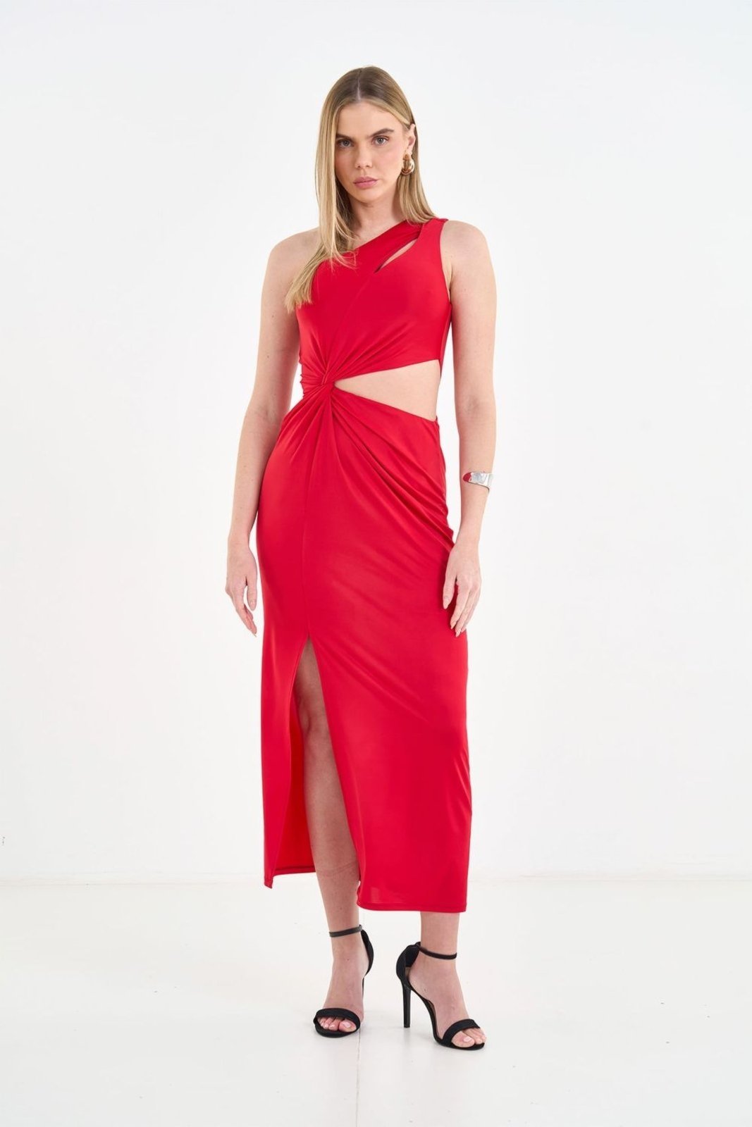 Vestido com Torção e Alça