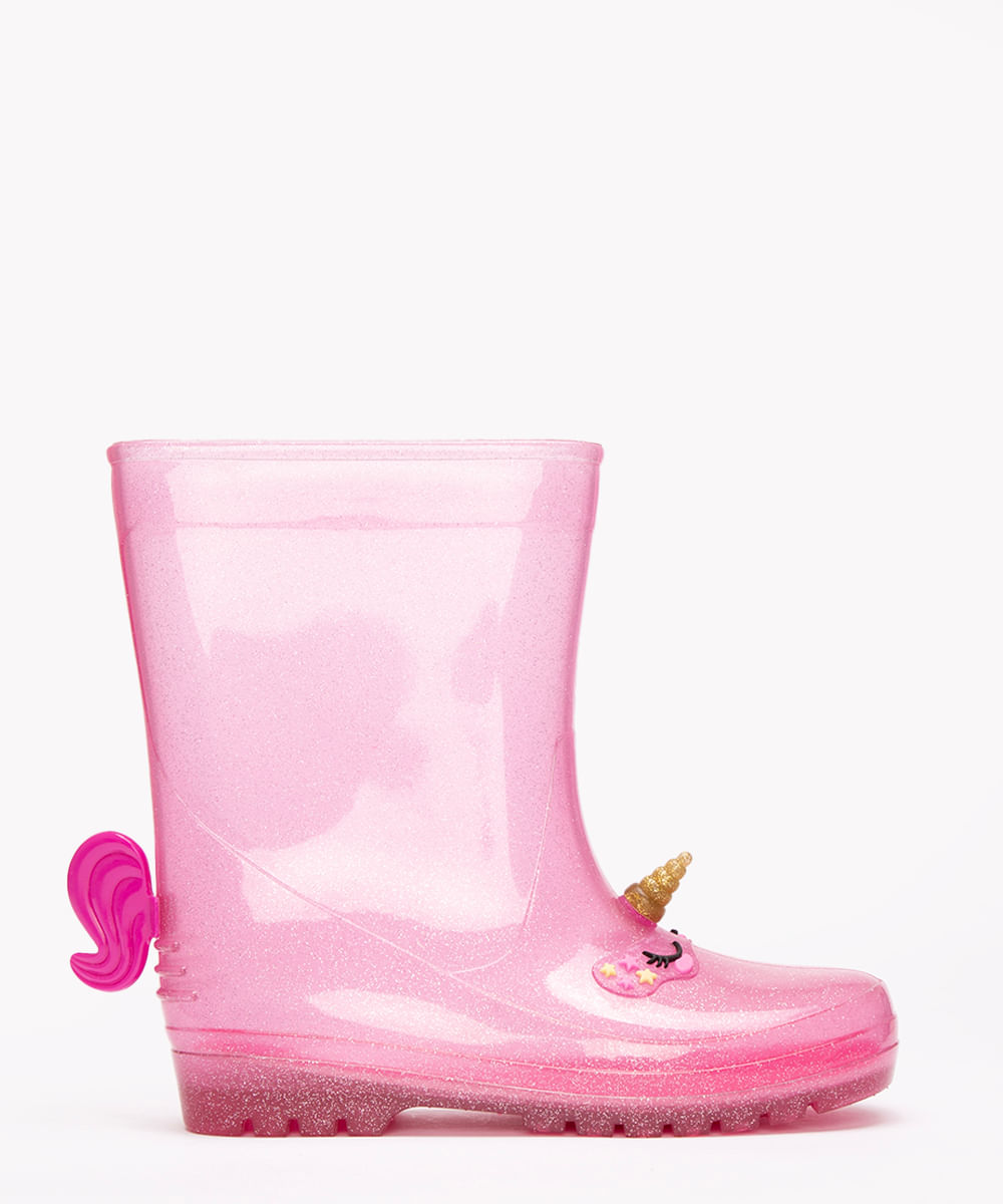 galocha infantil com glitter unicórnio