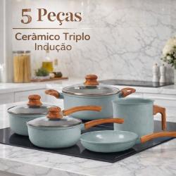 Jogo De Panelas Cerâmico Triplo