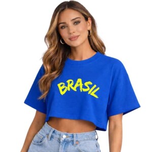 Cropped Brasil Oversized em Algodão