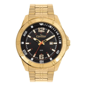 Kit Relógio Condor Masculino Dourado