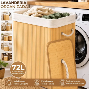 Cesto Organizador De Roupa Bambu