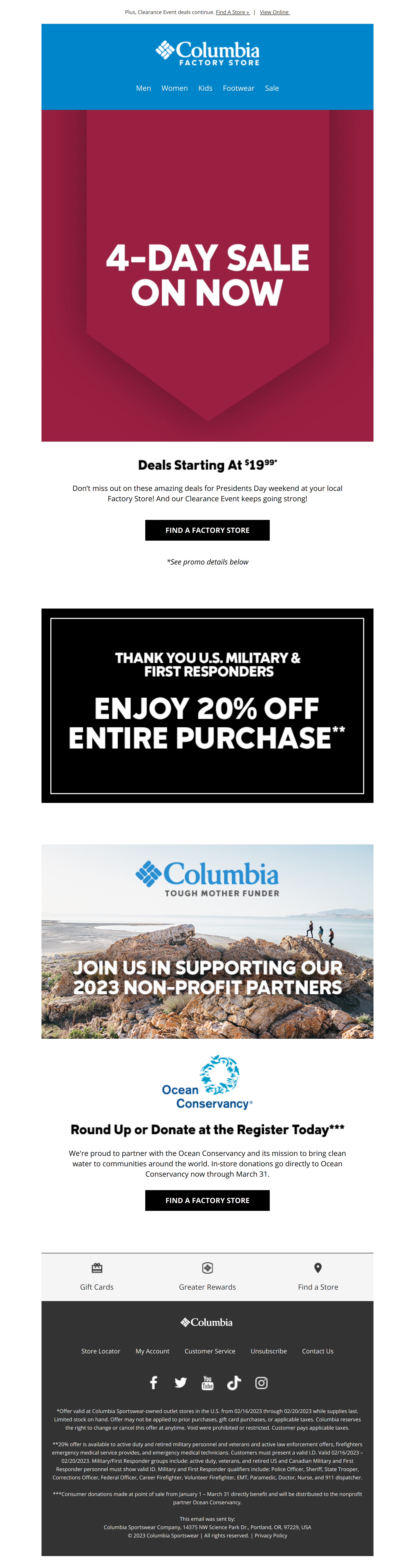 Factory Stores: SAVE this Presidents Day! - Columbia Factory Stores Newsletter