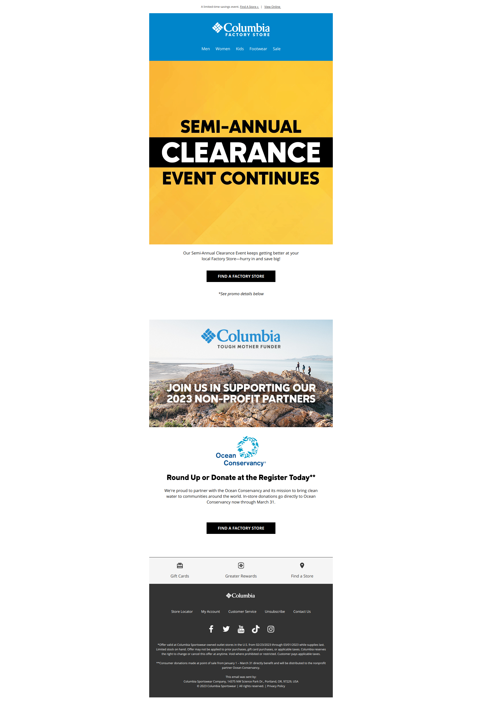 Factory Stores: Clearance deals start at $9.98! - Columbia Factory Stores Newsletter