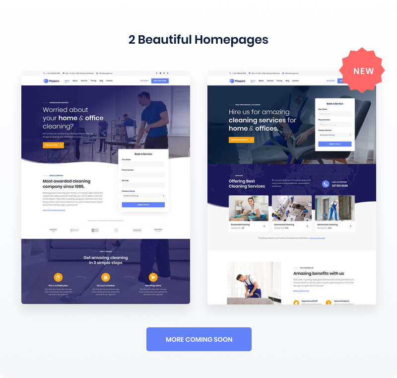 Moppers - Cleaning Company and Services WordPress Theme