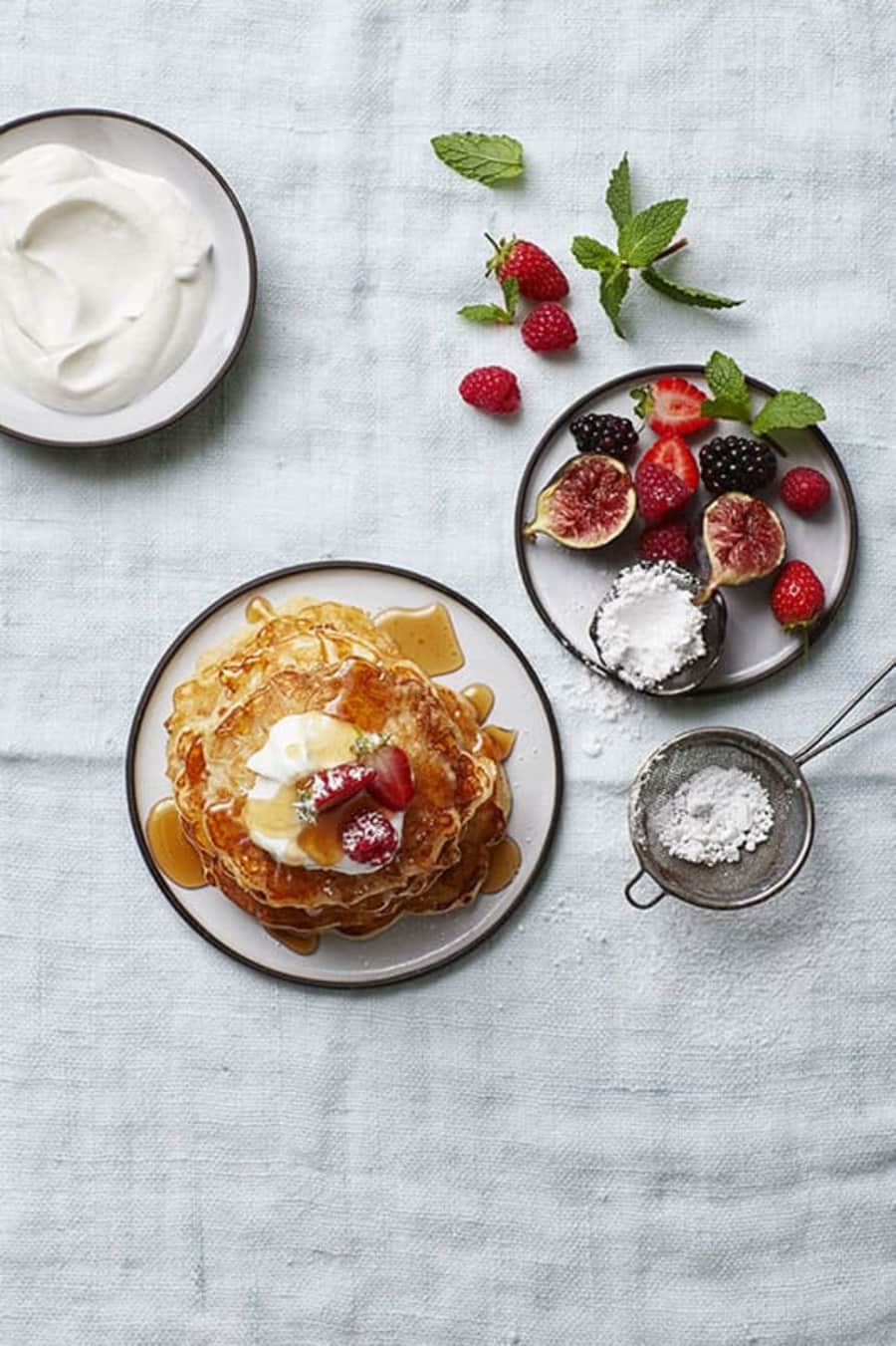 Sweet Rice Pancakes with Berries and Honey main image