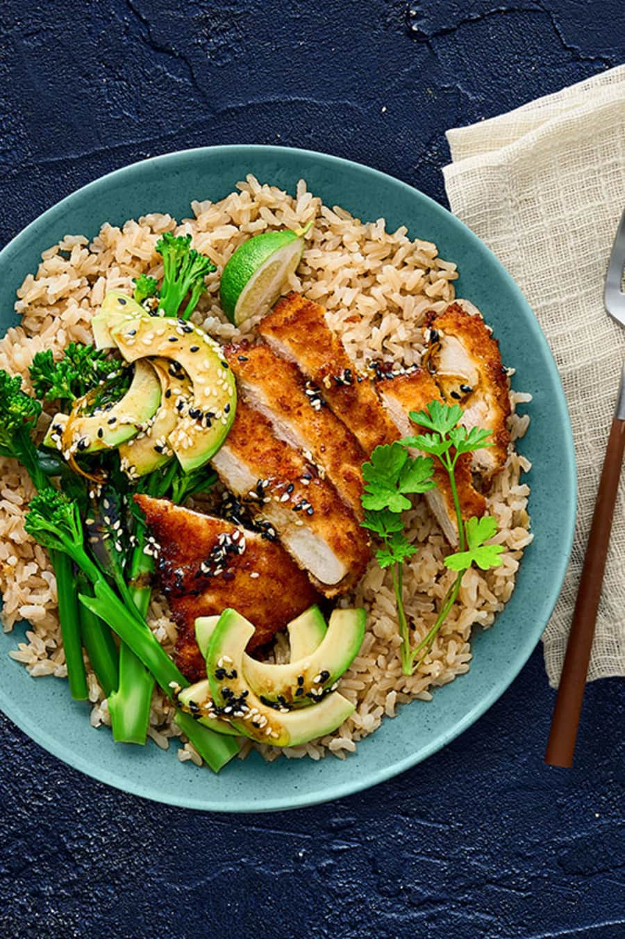 Chicken Brown Rice Bowls with a Ginger and Lime Dressing main image