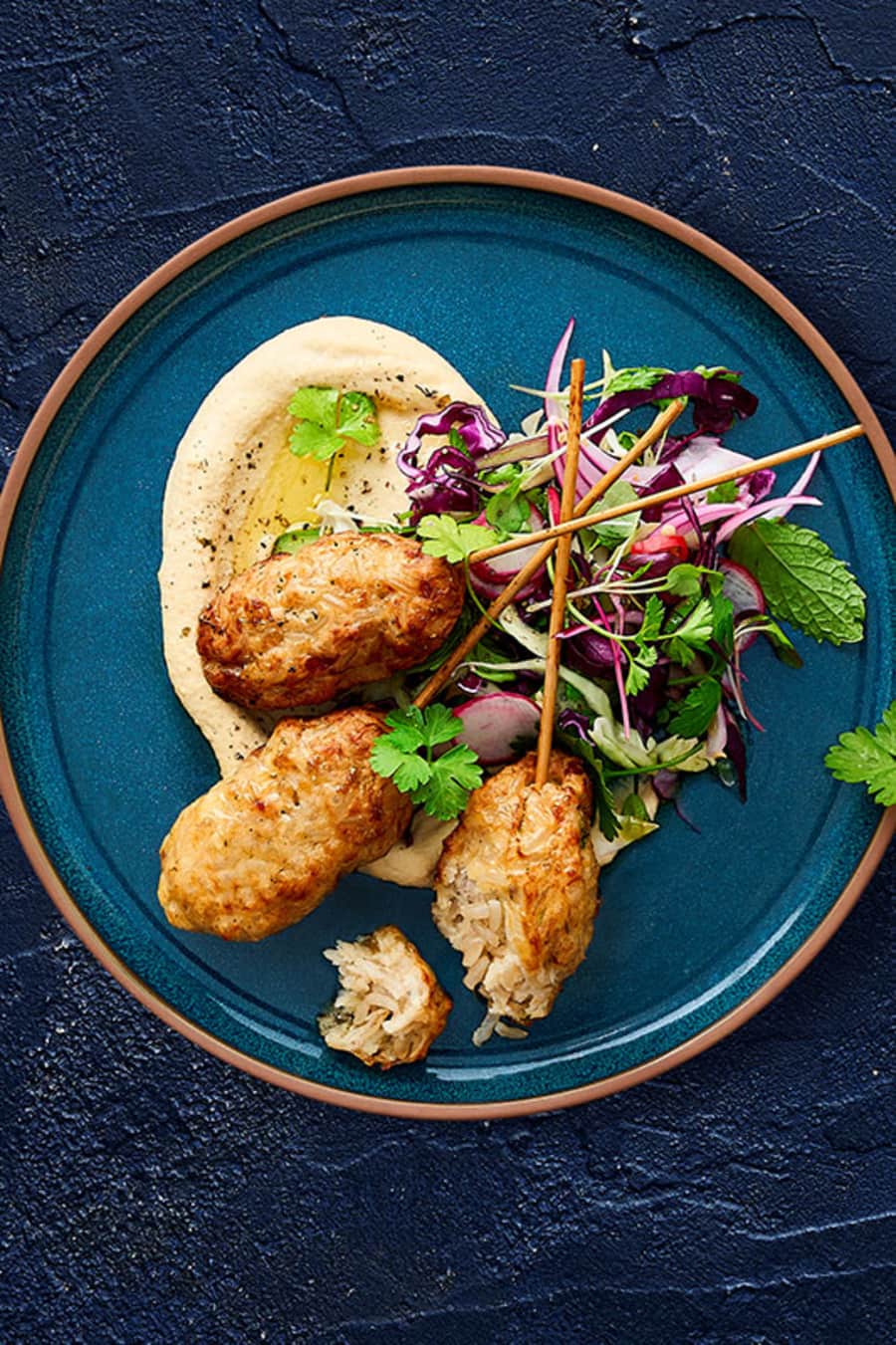 Chicken And Rice Koftas with Hummus main image