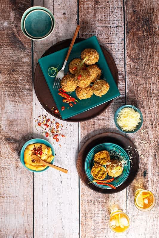 Crispy Arancini Bites with Brie Served with Cranberry Sauce main image
