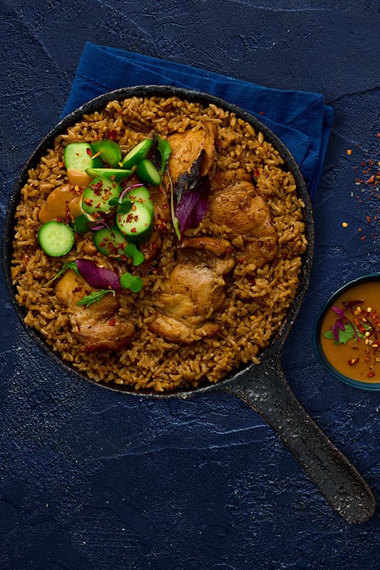 One-pot Gingery Chicken and Brown Rice with Peanut Sauce main image