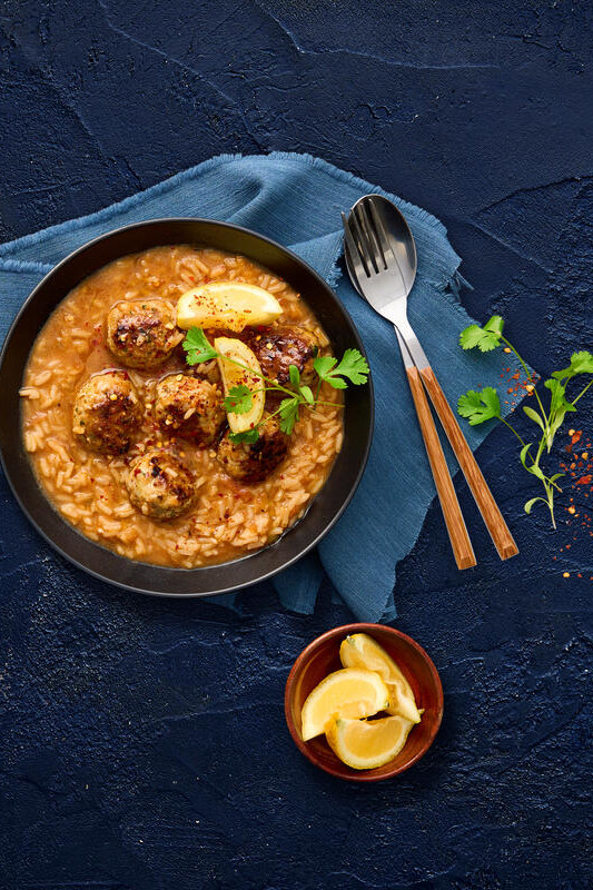 Pork and Lemongrass Meatballs with Rice and Tomato Broth | Spekko