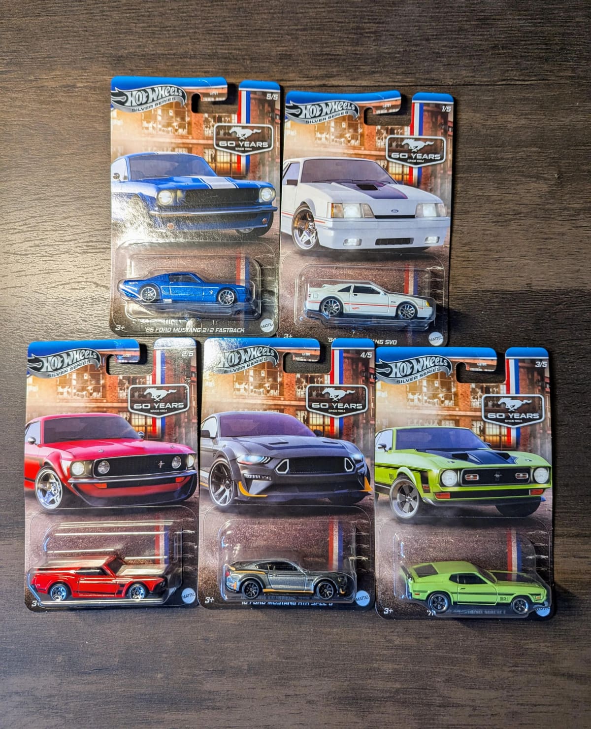 Mustang Silver series Hotwheels set of 5