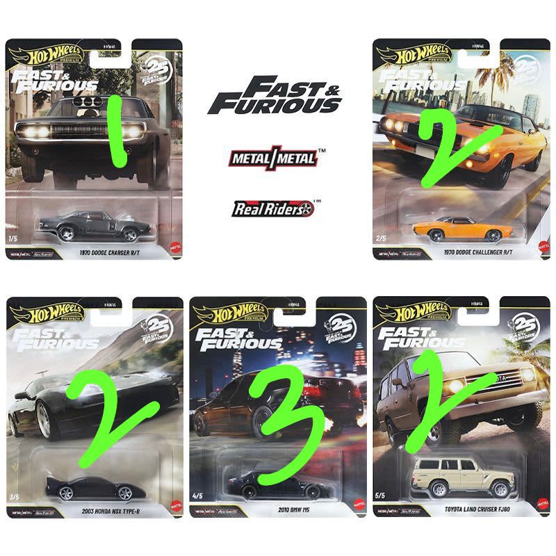 FNF full box set of 10, with guaranteed chase 1970 Dodge charger grey
