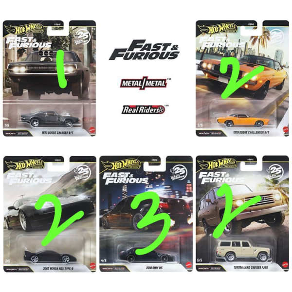 FNF full box set of 10, with guaranteed chase 1970 Dodge charger grey