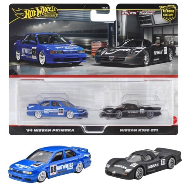 Hot Wheels Premium 2 Pack – Nissan R390 GT1 & ’94 Nissan Primera (Imported)