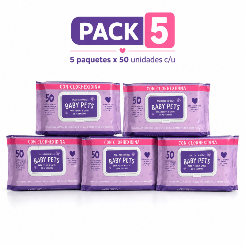 Set De 250 Toallas Húmedas Con Clorhexidina Para Mascotas
