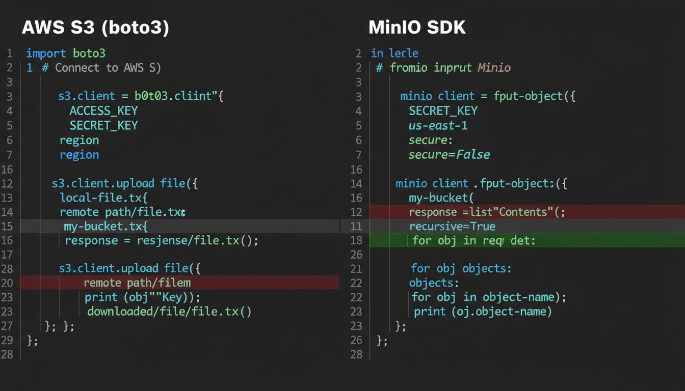 Code comparison: boto3 vs MinIO SDK Python