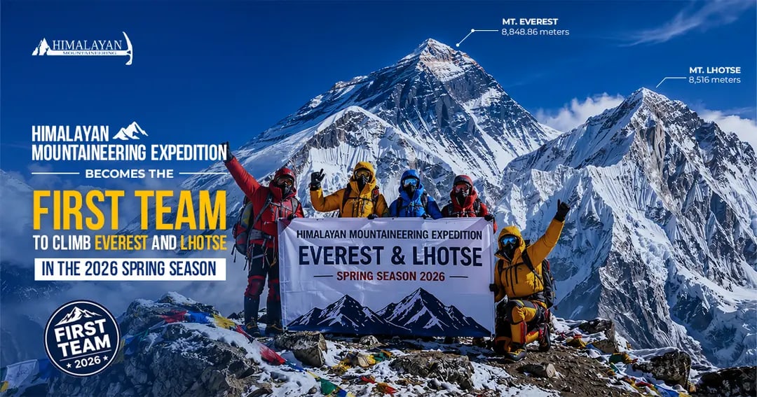 Historic Double Summit Success - Himalayan Mountaineering Expedition Becomes the First Team to Climb Everest and Lhotse in the 2026 Spring Season