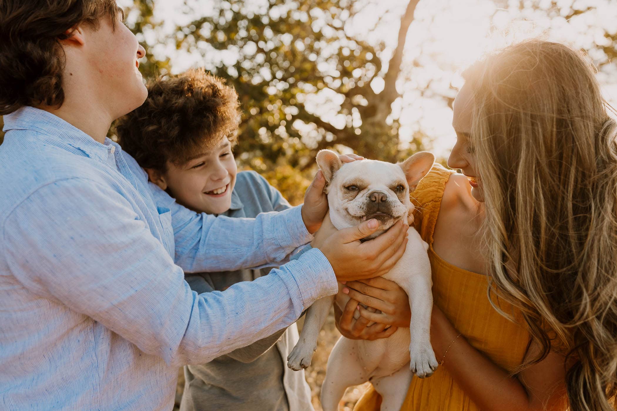 Happy family with rescued pet