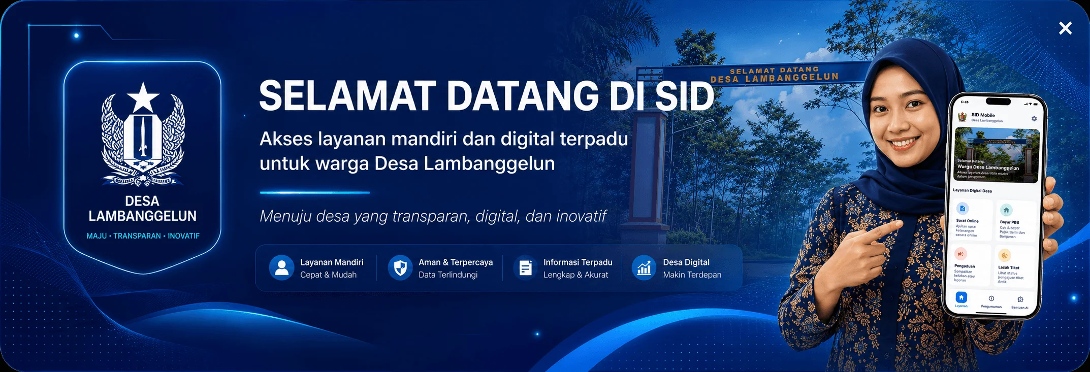 Banner selamat datang Desa Lambanggelun