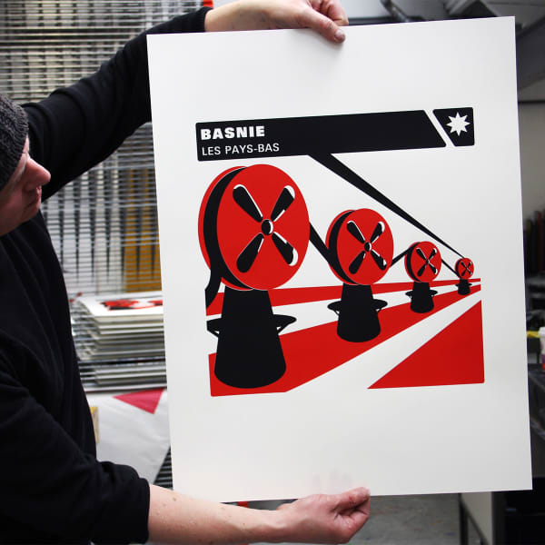 After the print run of 'Les Pays Bas' (2-colour screen print, edition of 20).