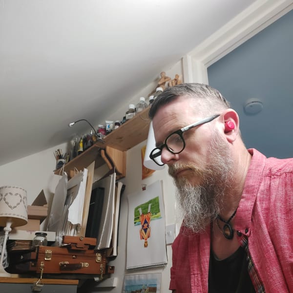 Steve in his studio painting