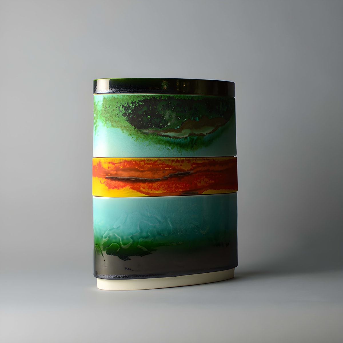 Slip cast white earthenware vessel by Anne-Marie Jacobs