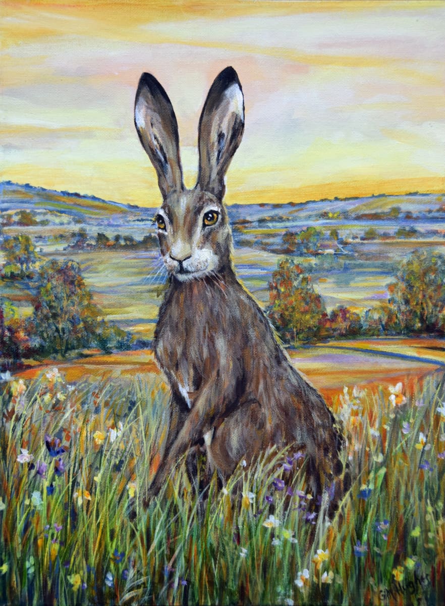 'Sunset Hare' by Glynis Hughes - Acrylic
