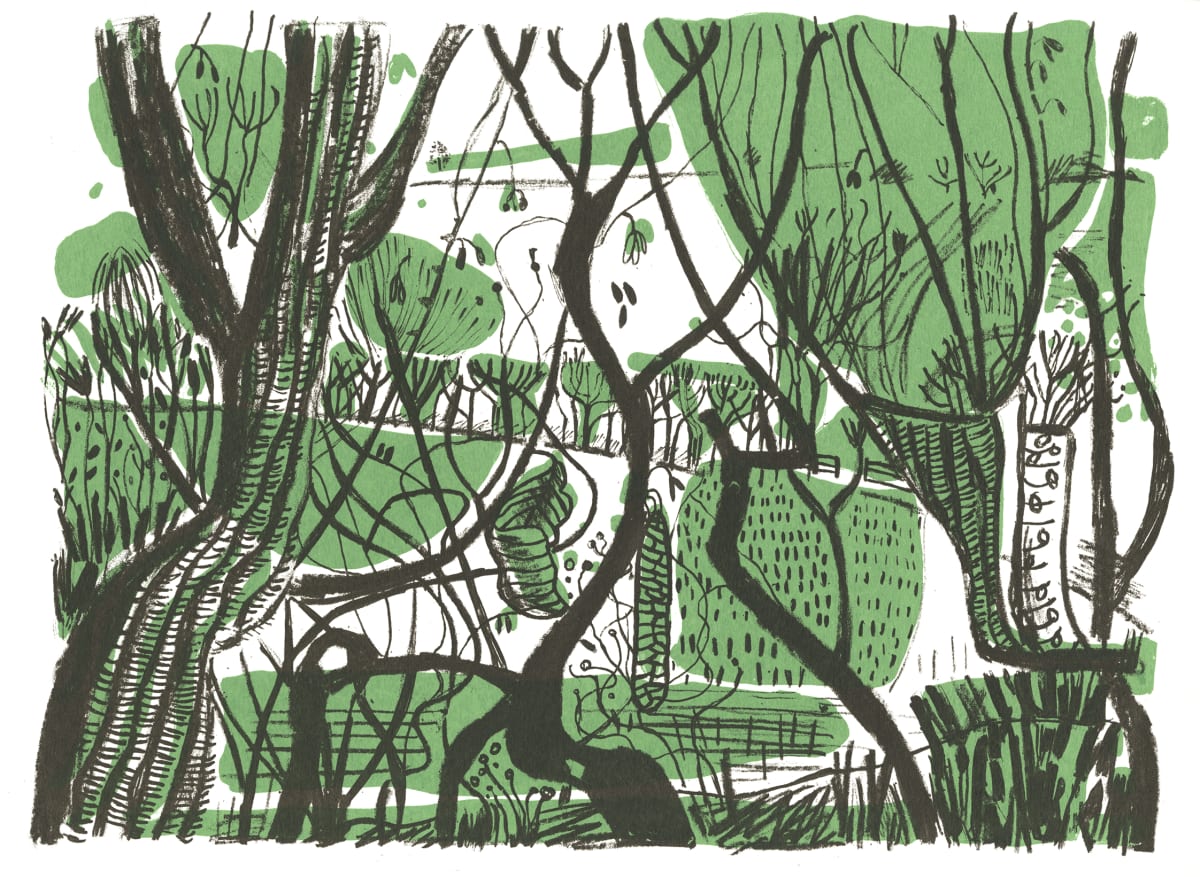 Tangled View, Green by Adria Meserve - Screenprint