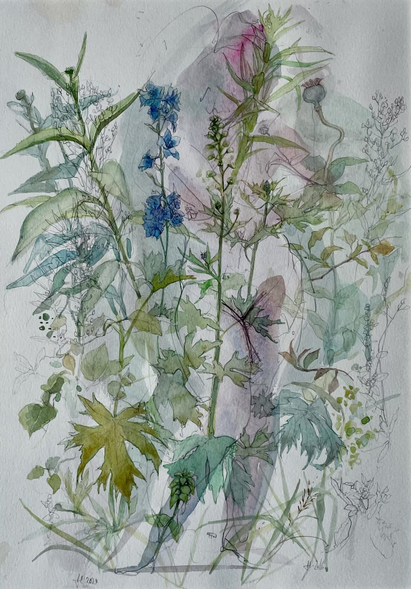 Watercolour and pencil ‘Flower Lady’