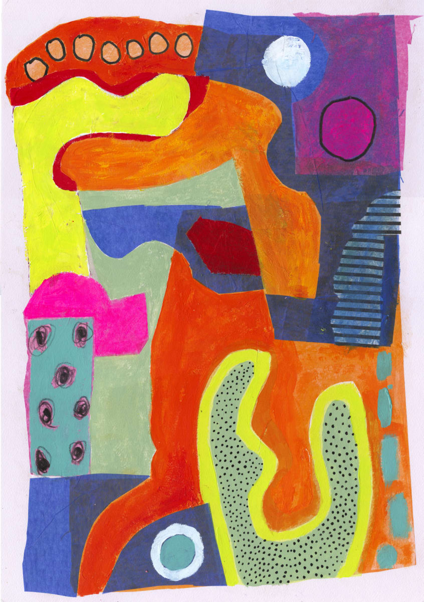 Abstract mixed media - tissue paper, acrylic, oil pastel and felt tip on paper.