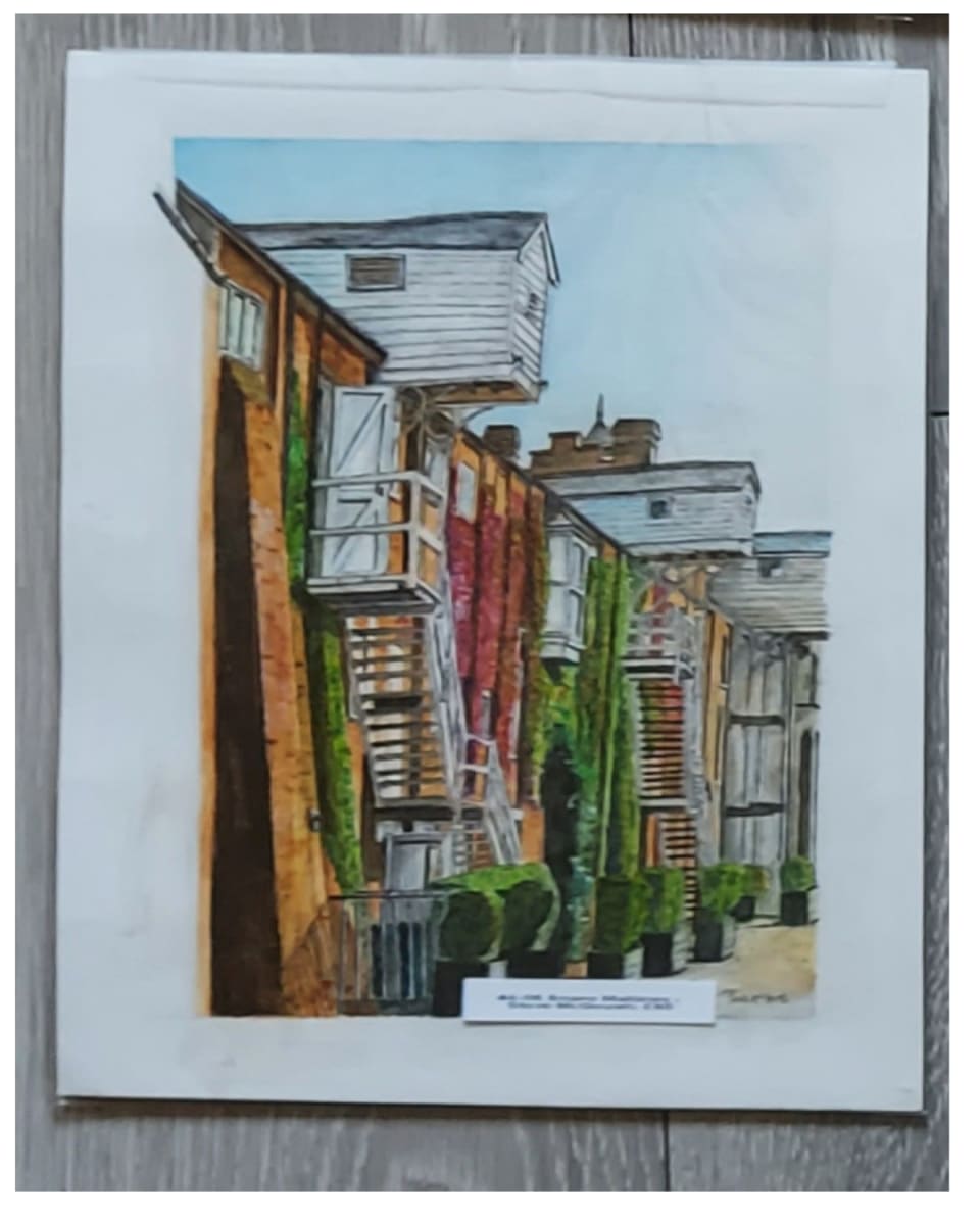 Watercolour of Snape Maltings where I was aiming to show height.